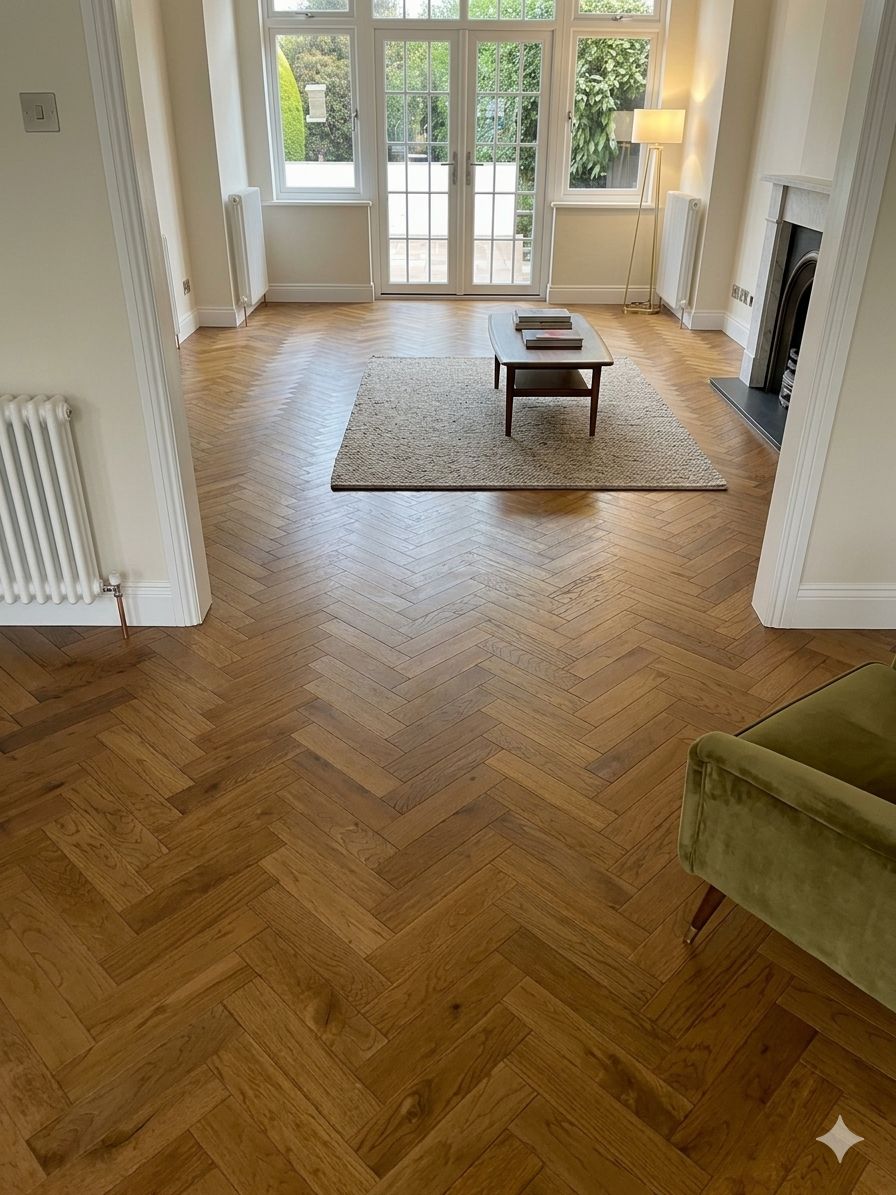 Herringbone oak flooring