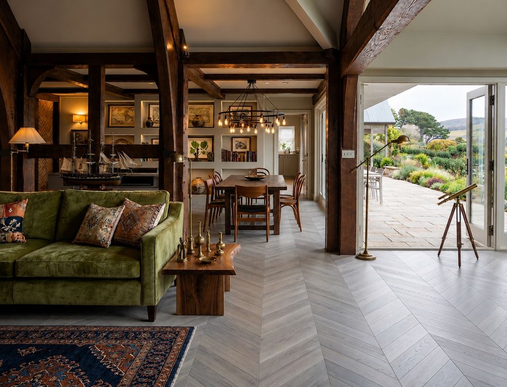 Chevron oak flooring
