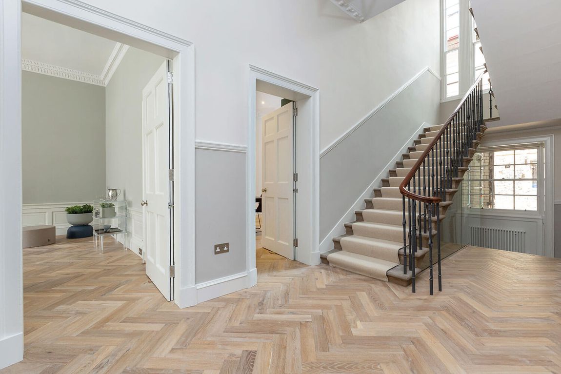 Oak stair cladding and landing